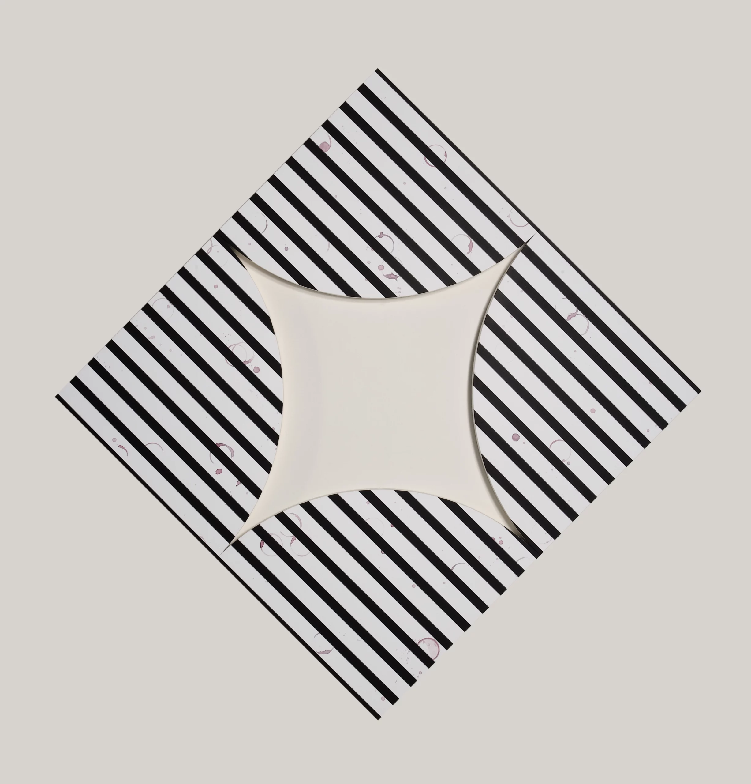 Quarter Circle Painting stripes and wine stains